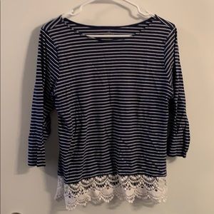 🟢 5/$20 Striped Shirt with Lace